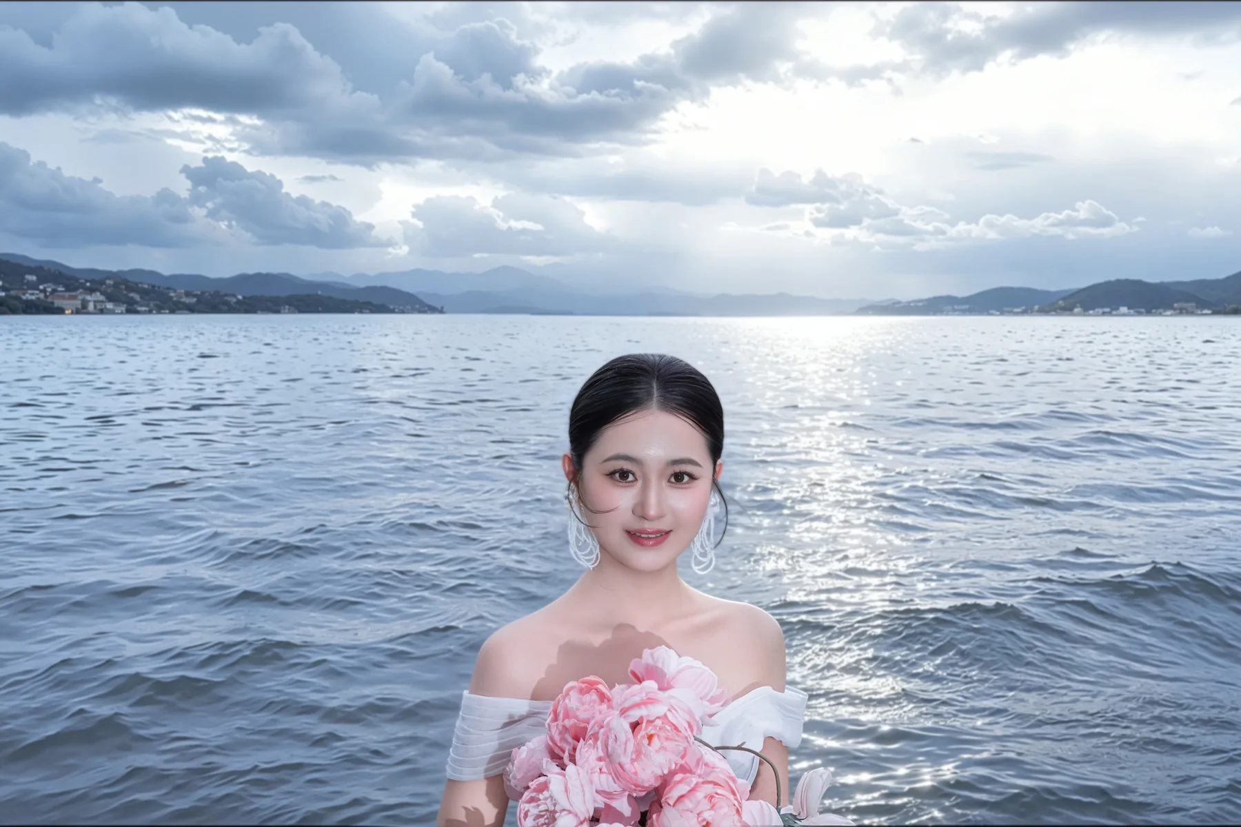 海边新娘特写